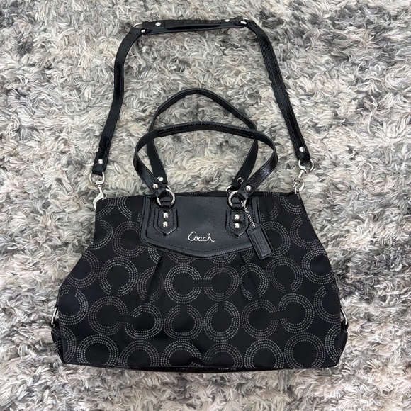 Vintage Y2K Coach Black Hobo Bag – Shoulder & Crossbody with Logo Print - Picture 1 of 14